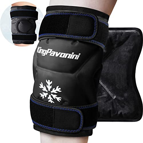 KingPavonini XXL Vollumfassende Kühlmanschette Knie, nach einer Operation, wiederverwendbare große Kühlakku Pain Relief, Swelling, Knee Surgery, Sports Injuries, 1 Pack Schwarz