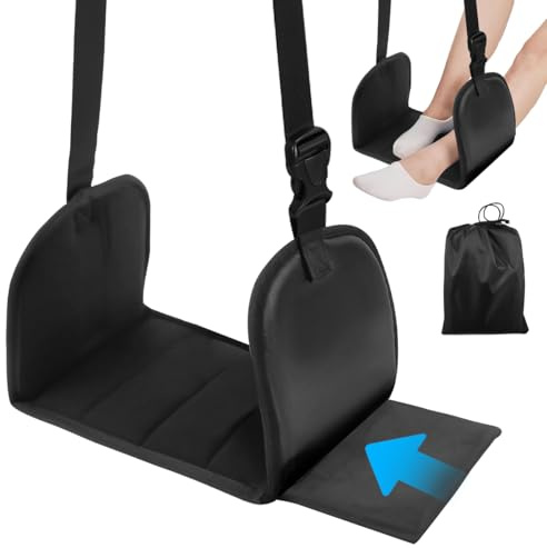 Fußstütze für Flug, Reise-Fußstütze mit Memory-Schaumstoff, tragbar, verstellbar, für Flugzeuge, Travel Essentials Fuß Hängematte mit Stützteller