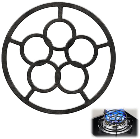 Support de Poêle à Wok en Fonte, Réducteur Universel de Cuisinière à Gaz, Antidérapant Adaptateur Wok Gaz, Réducteurs de avec 8 Fentes de Fixation, Anneau Support Plaque Cuisson pour Moka Pot