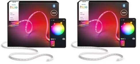 Philips Hue Bundle – 2x 10m Indoor Indirect Hue Flux Lightstrips | Intelligente LED-Ambientebeleuchtung, App- & Sprachsteuerung, Kompatibel mit Alexa, Google Home & Apple HomeKit
