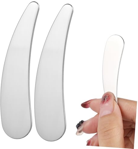 HEATSHAKING Kosmetikspatel 2 Stück Kleiner Make Up Spatel aus Edelstahl mit Gleichmäßiger Anwendung Multifunktional für Reisen und Augencreme Applikation