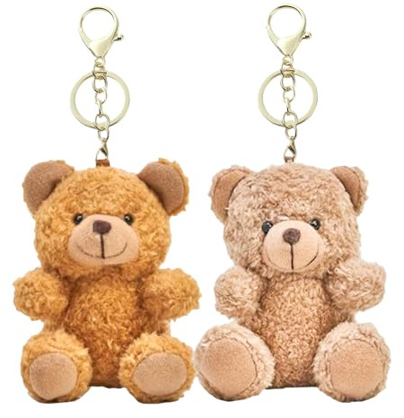 Auroriel 2 Pezzi Portachiavi Orso di Peluche Rosa/Bianco – Morbido per Borsa, Zaino, Auto, Regalo, Ragazza, Adolescente, San Valentino, Compleanno, Ritorno a Scuola (Marr