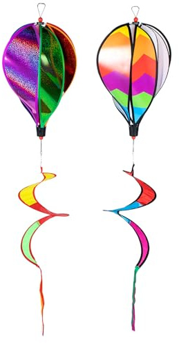 DECHOUS 2 pièces Ornements Suspendus Montgolfière Décorations Jardin Colorées et Rotatives Jouets Moulin à Vent Extérieur Faciles à Installer