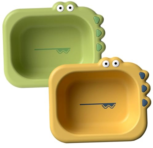 Babywaschwanne 2 Stück aus Kunststoff, Tragbar, Cartoon Design | Kinder und Säuglinge, für Zuhause oder Auto, Robust und Leicht zu Transportieren