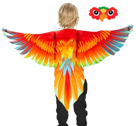 Disfraz De Alas De Pájaro , Capa De Juego De rol, Diseño De Plumas Ligeras, Disfraz De Alas De Loro para Niño,Vestir Ropa para Temáticas De Pájaros Y Actuaciones Escolares