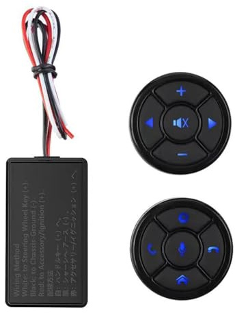 Controlador de Volante Botón Remoto de Control de Volante Multifuncional inalámbrico con 2 Botones de Controlador Redondos para Reproductor Multimedia de DVD de automóvil