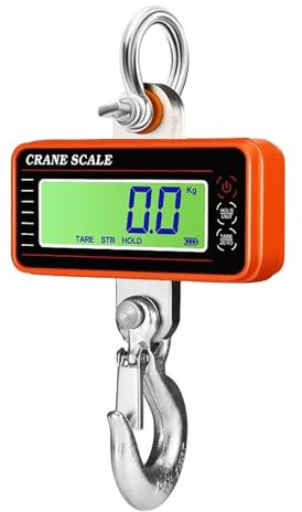 Escala colgante Báscula colgante Digital de 1500kg/1000kg/500kg, báscula grúa con Control remoto 65 pies, gancho Industrial LCD regulable alta resistencia(LCD 500KG Orange)