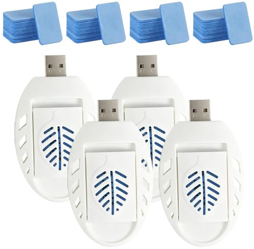 4 Stück Mückenstecker, Tragbare USB Elektrische Mückenschutz Killer mit 120 Mückenschutztabletten, Tragbare Steckdosen-Mückenschutz, Insektenvernichter Elektrisch für Wandern Outdoor Sommer Zuhause