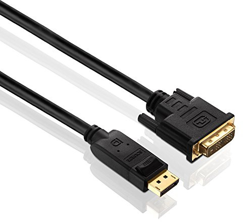 PureLink PI5200-010 DisplayPort auf DVI-D Adapterkabel (2K FullHD (1080p), Ethernet), (DisplayPort Stecker (20pin) auf DVI-D Stecker (18+1pin), Zertifiziert, 1,00m, schwarz Kabel
