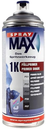 Primer Filler Apprêt Sous-Couche 1K SprayMax - Bombe Aérosol Spray Apprêt Monocomposant Auto Moto - Gris Foncé - 400 ml - Ref. 680276