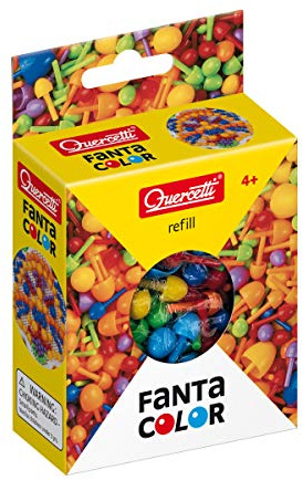 Quercetti FantaColor Refill 10 mm, 200 Ersatz-Kugeln für kreative Mosaike, Montessori Spielzeug ab 4 Jahre, Sensorik Spielzeug, Lernspiele für Kinder, Reisespiele und Gesellschaftsspiele