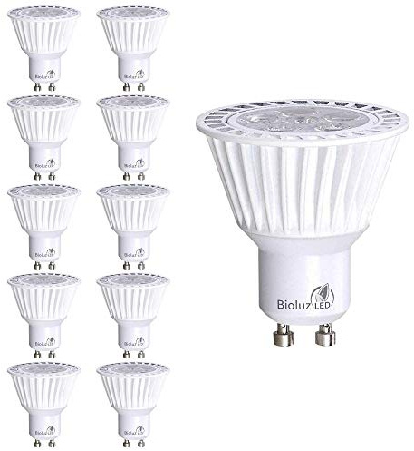 Bioluz LED 10 Pack GU10 LED Dimmable Bulbs - Commercial Grade Dimmable 3000K, 50W Halogen Replacement, 120V UL Listed Light Bulbs (Pack of 10)
