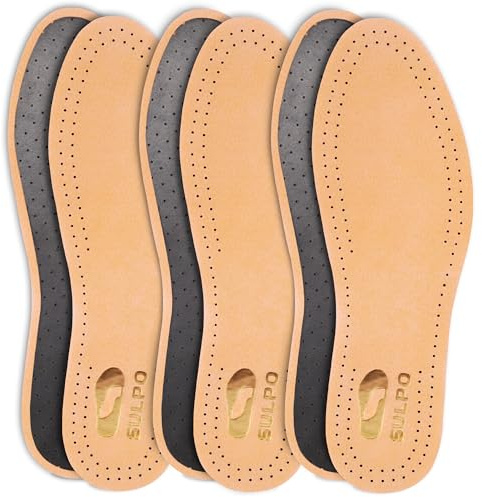 Marol Sulpo 3 pares de plantillas de cuero genuino perforado de carbón activado contra pies sudorosos tamaño 36-47 (44)