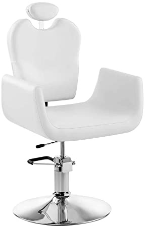 Physa - Friseurstuhl Kosmetikstuhl Livorno White (50 – 60 cm Sitzhöhe, 500 x 430 mm Sitzfläche, ECO-Leder, Stahlgestell, 360° drehbar) Weiß
