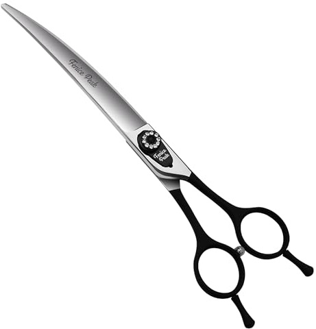 Fenice Gebogene Hundeschere für Haustiere, Japan 440C Edelstahl, scharfe Klinge, geeignet für professionelle Kosmetiker (17,8/19,1/20,3 cm)