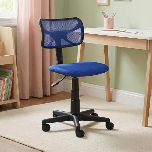 IDIMEX Schreibtischstuhl für Kinder Milan höhenverstellbar, Blau - Drehstuhl für Kinderzimmer, ergonomisch geformte Rückenlehne mit atmungsaktivem Mesh, stabile Doppelrollen [max. Belastbarkeit 50kg]