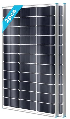 Renogy 2 X Placa Solar 100W 12V (200W), para Casa, para Furgoneta Coche Autocaravana Camping, Módulo Monocristalino para Cargar Batería