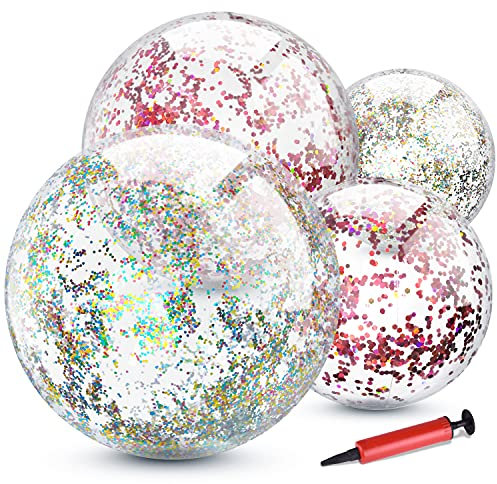 TUPARKA 4er Pack Glitter Wasserball für Sommer Beach Favor Pool Party Spielzeug mit Inflator