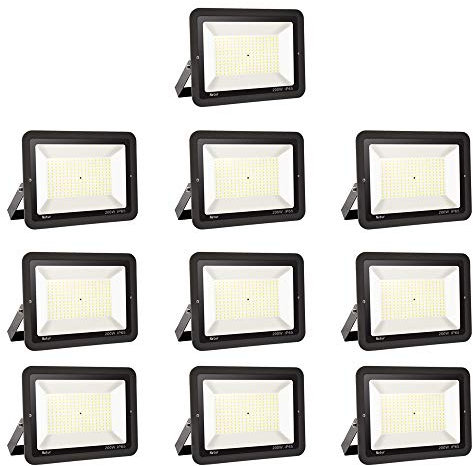 10 pack 200W Projecteur Led,Eclairage Extérieur LED,IP65 Spot Led Extérieur Blanc Froid (6000K). Projecteur à LED, Lumières d'inondation.pour éclairage public, garage, jardin