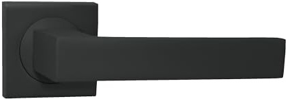 Domino Poignée de Porte Sans Rosace | Carrée | Pour Chambre, Bureau | Ferrures en Aluminium | Noire | QUBIK-QR BLACK