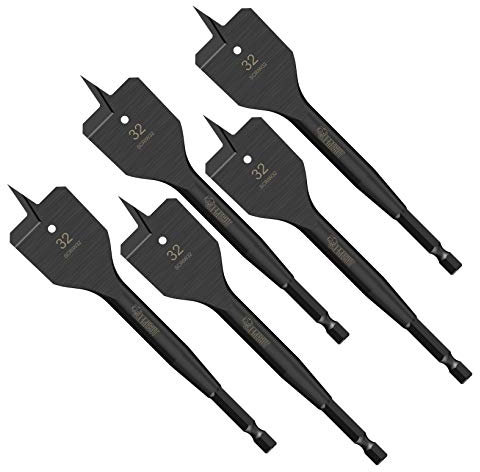 5 x SabreCut SCRIW32_5 32mm x 152mm Impact Rated Flat Wood Spade Bits for Softwood Hardwood Chipboard