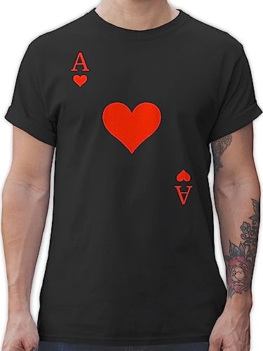 Shirtracer - T-Shirt Herren - & Fasching - Herz Ass Kartenspiel Karneval Kostüm I Ace of Hearts