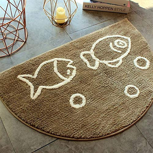 FCS Bathroom Badematte Badvorleger Halbrund Waschbar Badeteppich Weich Duschvorleger rutschfest Antibakteriell aus Mikrofaser, Maschinenwaschbar (Color : Brown, Size : 40x60cm)