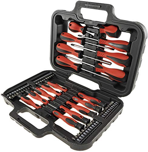 Schraubendreher Set 58 Teile Profi mit Bits und Magnethalter | Schlitz-Schraubendreher, Kreuz-Schraubendreher, Torx-Schraubendreher, Präzisionsschraubendreher, Im Koffer