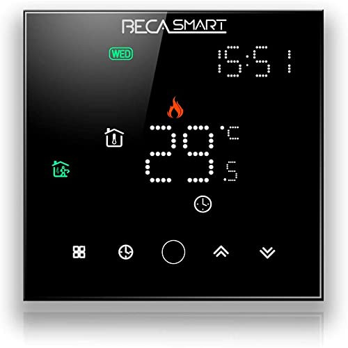 BecaSmart Serise 003 WIFI Termostato Compatibile con Riscaldamento caldaia Controllo della programmazione cellulare Lavora con Alexa, Google Home (Riscaldamento caldaia, Nero (WIFI))