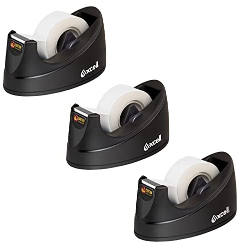 Excell Mini skrivbordsbanddispenser (1 tum kärna) med halkfri bas, lätt att använda med med en hand, söt tejpdispensrar för hem, kontor presentbutik och förpackningsändamål (3)