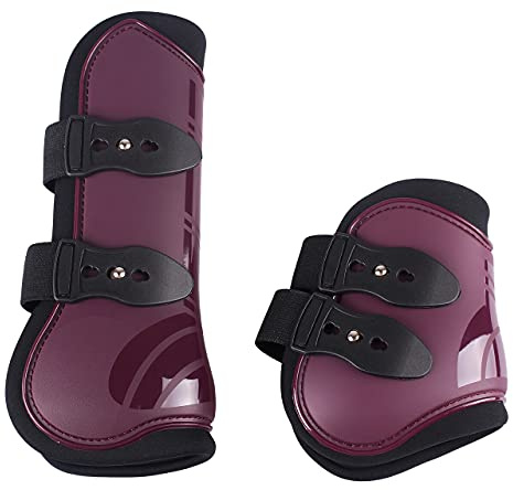 QHP Gamaschen-Set vorne und hinten 4er Set Polyurethan mit Neoprenfutter (Pony, Maroon)