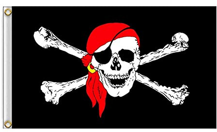 Drapeau de pirate Jolly Roger 60 x 90 cm pour l'extérieur et les fêtes pirates, bannière KTV tête de mort pour décoration d'Halloween, bar résistant aux UV et à la décoloration (3)