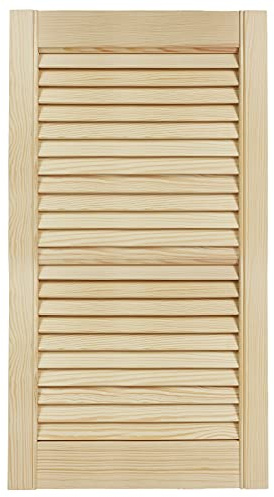 DecoMeister Puertas de Lamas Madera 394x720 mm - Pack de 1 Pino sin tratar | Puerta interior de Armario de láminas con ventilación Abierta, Hoja de Madera Natural para Bricolaje, Grosor 21 mm