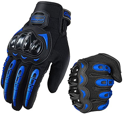 hifrom Gants de Moto, Respirant Gants à Écran Tactile pour la Course de Moto, Anti-Glissant Gants de Moto Femme et Homme pour Motocross, Escalade et Autres Sports de Plein Air(Bleu, XL)