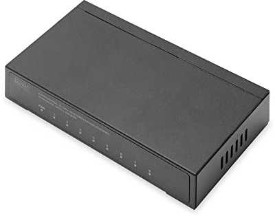 DIGITUS Switch di rete - 8 porte - Gigabit Ethernet - Non gestito - Auto-MDI/MDI-X - Plug & Play - Senza ventola - 8x porte RJ45 - 10/100/1000 Mbps - nero