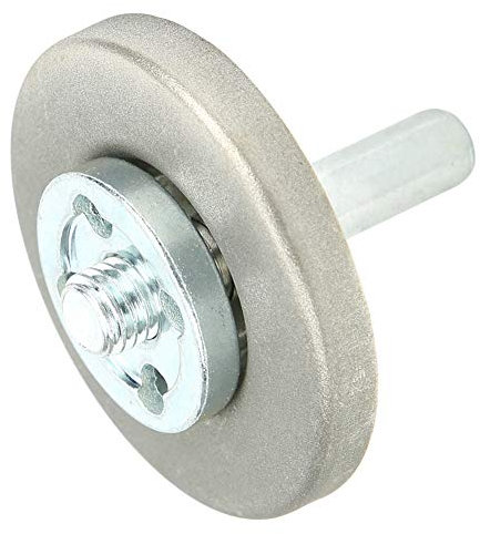 Fdit 5.6cm Diameter Grinding Wheel High Hardness Sharpening Stone for Planing Tool Drill Scissor with Shaft Nut Wrench (600 Grit)