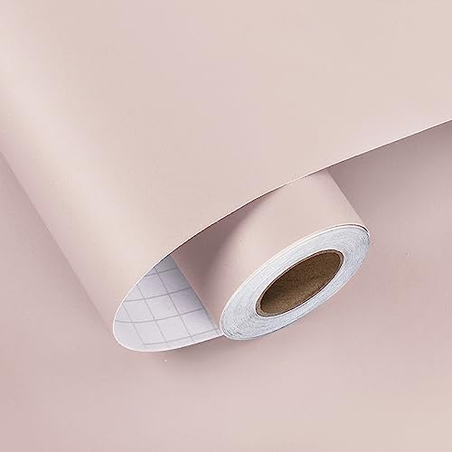HotDecor Klebefolie Möbel Tapete Rosa Selbstklebend 60cm X 300cm Wand Tapeten Wohnzimmer Klebefolie Rosa für Arbeitsplatte Schränke Altrosa Tapete Kinderzimmer Mädchen Abwaschbare Deko Folie für Möbel