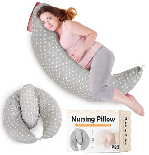 Perseusife Cojín de Lactancia XXL para Bebé y Embarazada - Almohada de Embarazada para Dormir - Pregnancy Pillow Antivuelco de Fácil Lavado para el Embarazo y Postparto