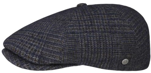 bugatti Willerson Check Flatcap Schirmmütze Schiebermütze Ballonmütze Herren - Made in the EU mit Schirm, Schirm Winter Herbst-Winter - 59 cm dunkelblau