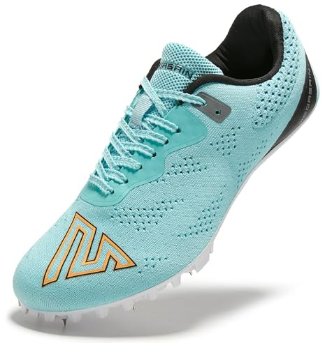 Medasain Leichtathletikschuhe für Herren, Damen, Kinder, Jungen, Mädchen, Jugendliche, Spikes, professionelle Sportschuhe, Sprint-Laufschuhe, Rennschuhe, Hell, blau, 37 EU