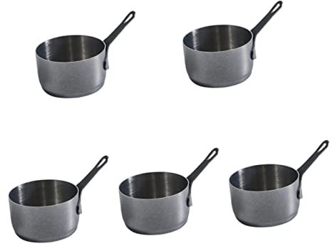 OQHAIR Lot de 3 Mini-casseroles de Mesure Pratiques pour échantillonnage, crémier, Bol, Salade, Petit Boeuf, vin, pichet, Condiments, Vinaigrette, Sauce, Sushi, Portion, Sauce, Argent, ra