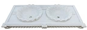 Biscottini Évier en marbre 130 x 56 x 15 cm, évier extérieur et intérieur, lavabo à poser pierre, évier de cuisine