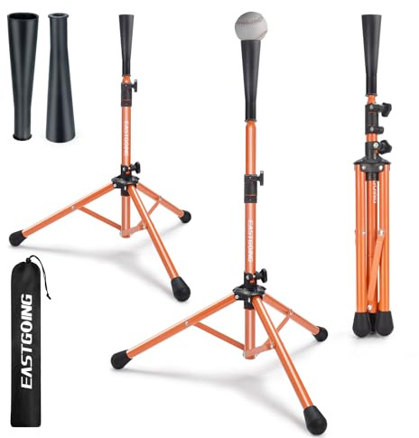 Eastgoing Heavy Duty Baseball and Softball Portable Travel Batting Tee .Easy Adjustable Height | Portable & Collapsible. Hitting Tee for Any Age Player Baseball