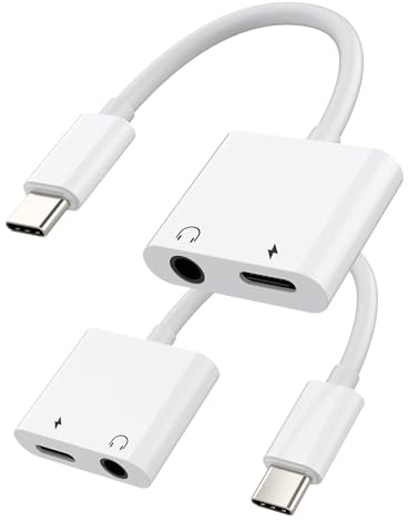 iPhone 15 Pro Max USB C Klinke Adapter 2in1(2 Pack) Aux ladegerät Stecker 3.5mm Kopfhörer auf Type-c Ladekabel Splitter kompatibel für Sumsung Huawei Xiaomi Apple Plus iPad 10、Air4/5、Mini6、3.5+t
