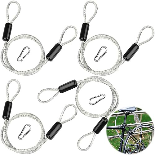 4 Stück Drahtseil Sicherheitskabelschloss Edelstahl Sicherheitskabel Stahlseil mit Ösen Sicherheit Seil Stahlseil mit Karabiner Stahlseil Diebstahlsicherung für FahrräDer Und GepäCk. (0.8m x 3mm)