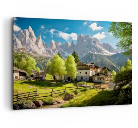 ARTTOR Leinwandbild 100x70cm Wandbild Architektur Landschaften - 5814 | Gebirge Landschaft Alpen Groß Wanddekoration Wohnzimmer Schlafzimmer Wanddeko Wand Kunstdruck Wandkunst Wall Decor ARTTOR