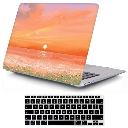 MOKASE Hülle Kompatibel mit MacBook Air 13 Zoll 2021 2020 2019 2018, M1 A2337 A2179 A1932 mit Touch ID, Plastik Hart Schale Fall & Tastatur Abdeckung für MacBook Air 13,3 Zoll, Sunset Orange