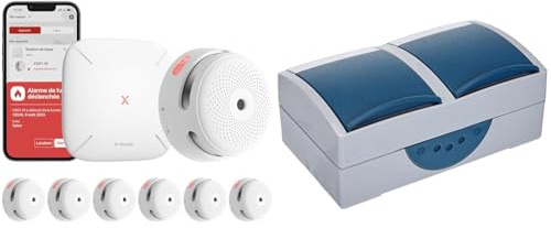 Detector de Humo X-Sense XS01-M ProConnected con estación Base SBS50 y Toma BUSC Busch-Jaeger 20/2 EWN-53 Ocean Horizontal