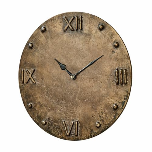 Loberon Uhr Kaleens, antikmessing | hochwertiges Design, erhabenes Ziffernblatt, Industrial Style, Wanduhr, Zeitmesser, Wohn-Accessoire, Aluminium