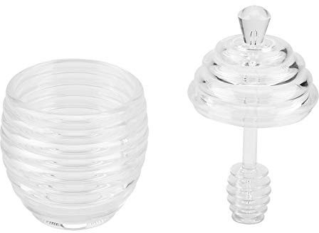 Nimomo 265 ml Honey Jar with Spoon and Lid Glass Honey Pot with Dipper Heat Resistant Glass Honey Dispenser for Serving Honey and Syrup